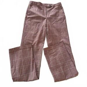 VTG STILE BENETTON Poly/Viscose Brown Plaid Straight Leg Pants SZ 6(EU38) Preppy